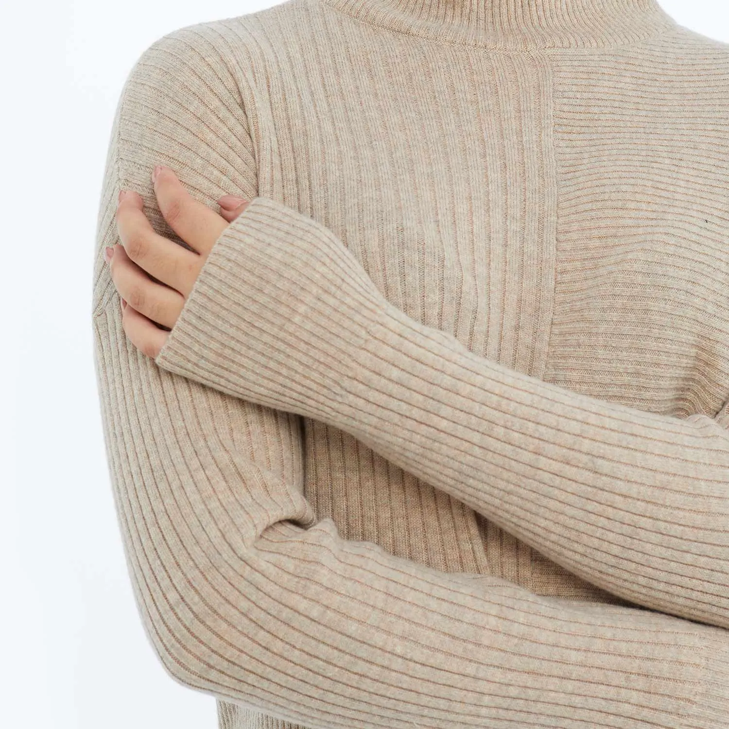 The Luxe Cashmere Blend Funnel Neck Sweater - Toffee sold by Summersalt product image thumbnail 4