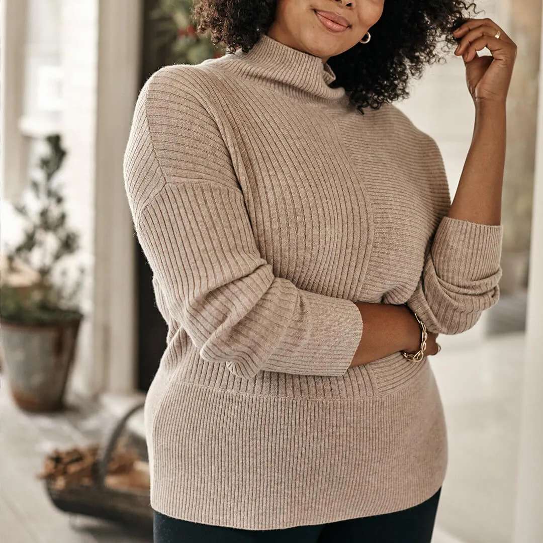 The Luxe Cashmere Blend Funnel Neck Sweater - Toffee sold by Summersalt product image thumbnail 2