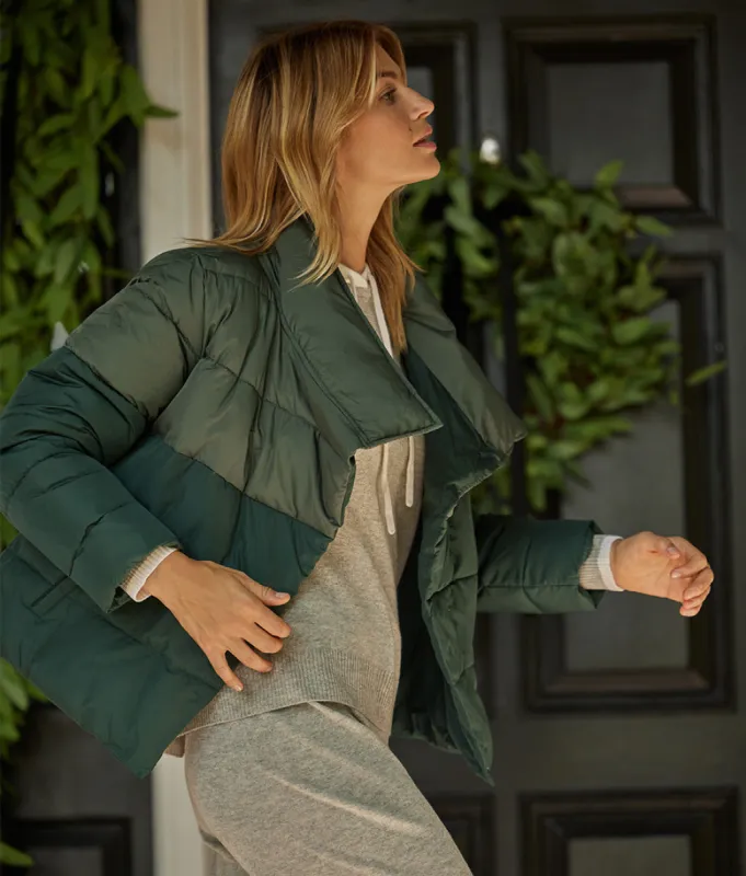 The Colorblock Eco Puffer Jacket - Olive & Eden sold by Summersalt