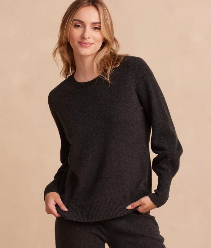 The Coziest Cashmere Blend Bishop-Sleeve Sweater - Charcoal sold by Summersalt
