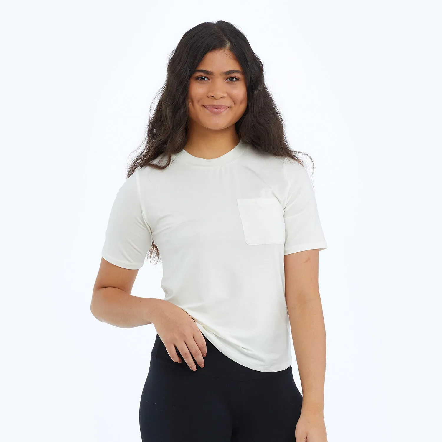 The Softest Tencel Short Sleeve Pocket T-Shirt - White Sand sold by Summersalt