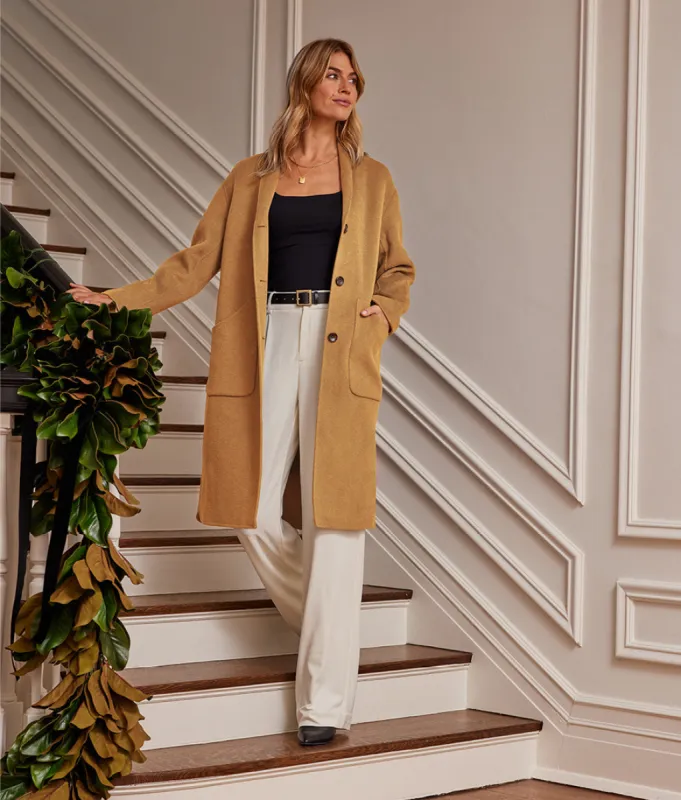 The Warmest Wool Cocoon Coat - Camel sold by Summersalt