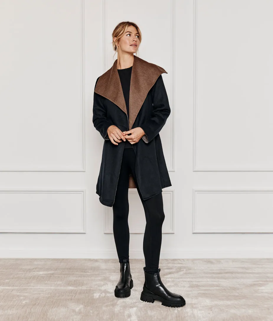 The Warmest Wool Wrap Coat - Sea Urchin & Chocolate sold by Summersalt