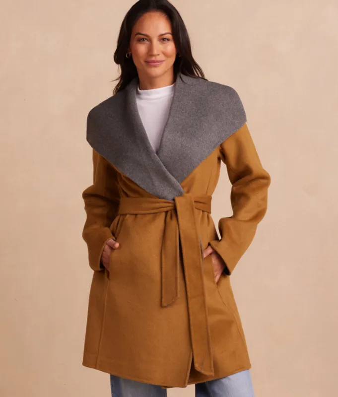 The Warmest Wool Wrap Coat - Camel & Wolf sold by Summersalt