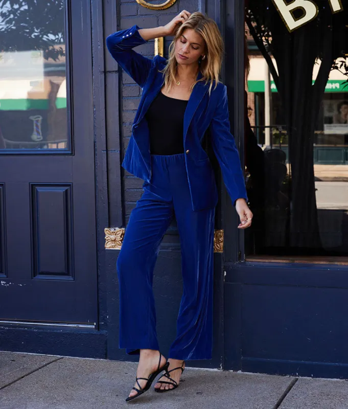 The Sustainable Velvet Collection Wide Leg Pant - Imperial sold by Summersalt