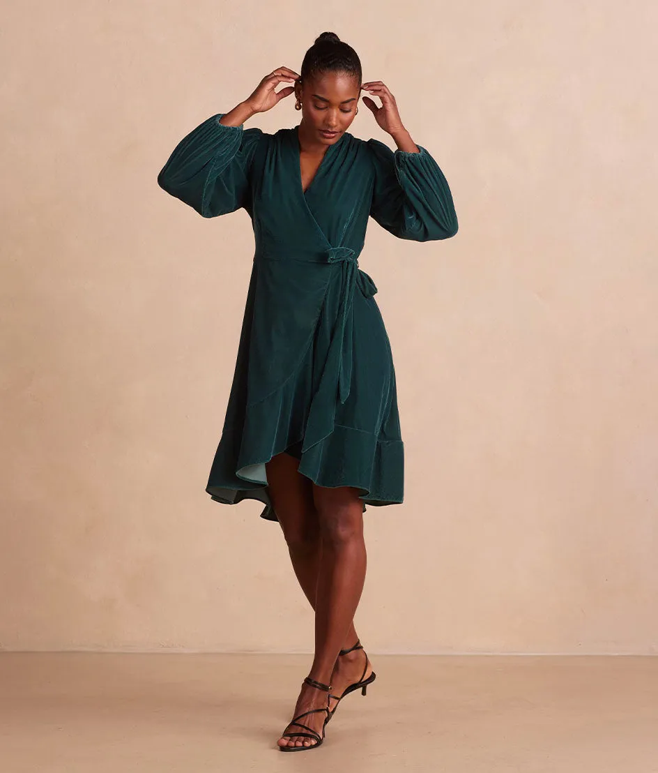 The Sustainable Velvet Collection Wrap Dress - Pine sold by Summersalt product image thumbnail 4