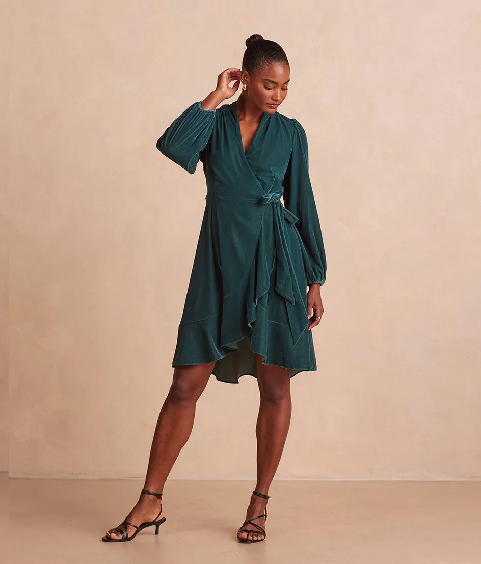 The Sustainable Velvet Collection Wrap Dress - Pine sold by Summersalt product image thumbnail 5