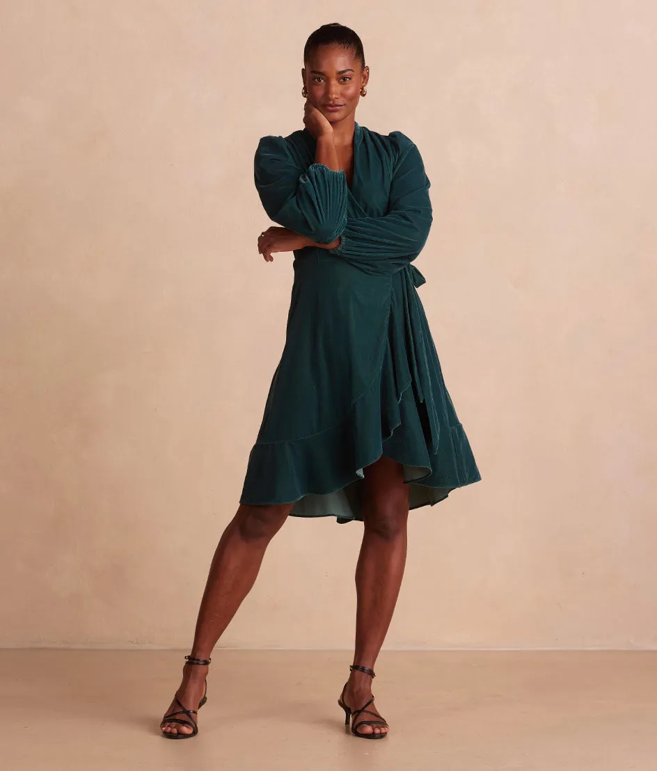 The Sustainable Velvet Collection Wrap Dress - Pine sold by Summersalt product image thumbnail 3