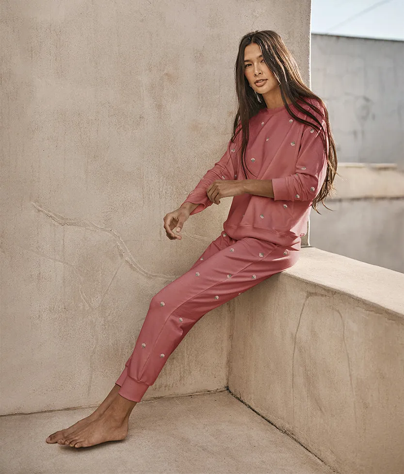 The Softest French Terry Jogger - Faded Rose Floral Stitch sold by Summersalt product image thumbnail 2