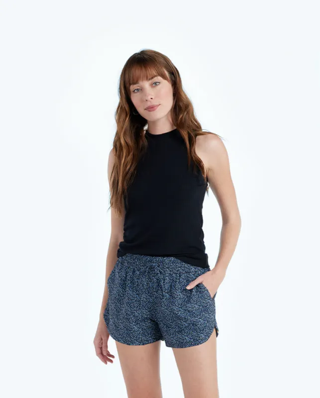 The On-The-Go Shorts - Mini Bloom in Sky & Blue Mountain sold by Summersalt