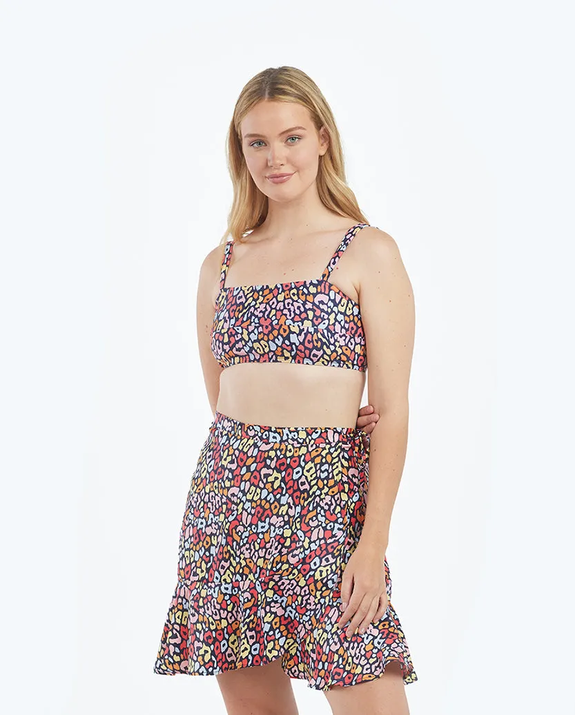 The Short Beach to Brunch Wrap Skirt - Multicolor Leopard sold by Summersalt