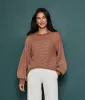 The Luxe Cashmere Blend Mix Stitch Sweater - Praline & White Sand sold by Summersalt