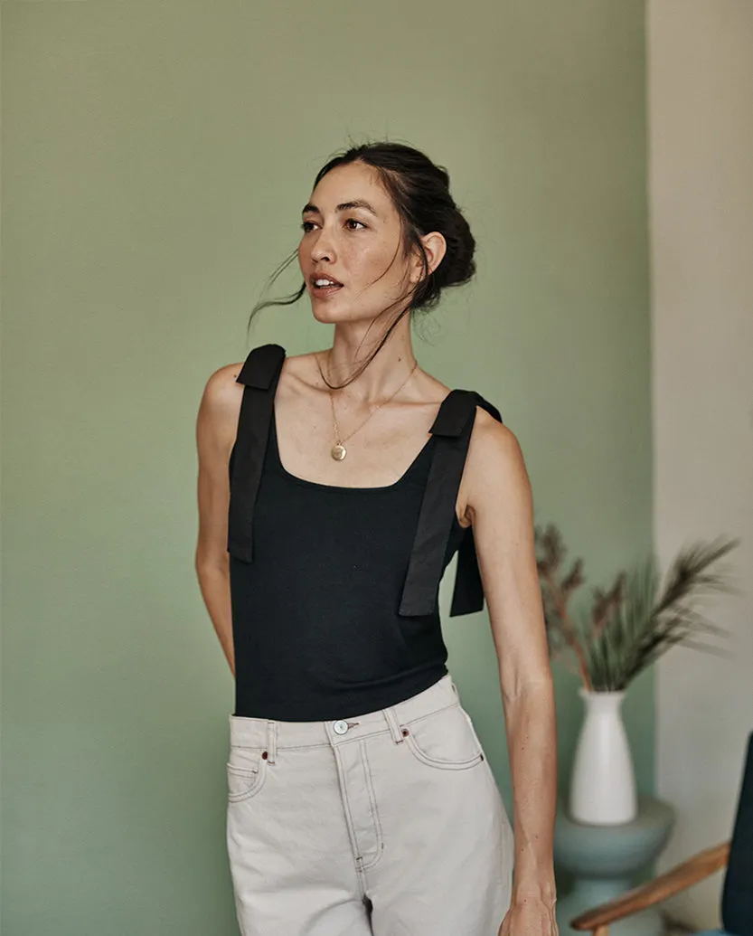 The Softest Ribbed Tie-Shoulder Tank - Sea Urchin sold by Summersalt