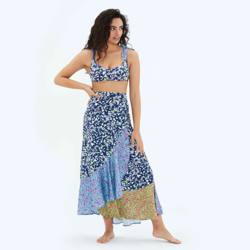 The Beach to Brunch Wrap Skirt - Multi Brushstroke sold by Summersalt