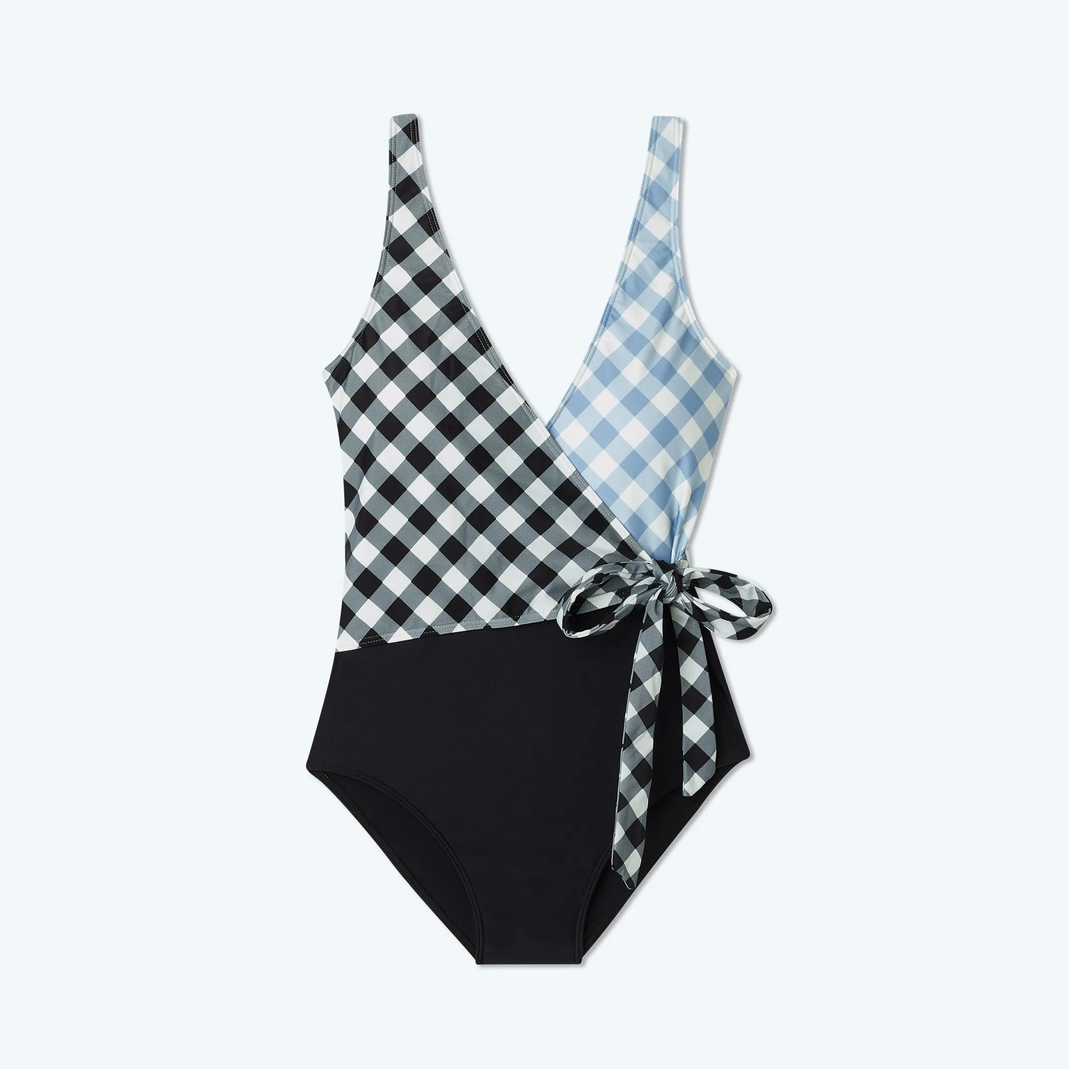 The Perfect Wrap One-Piece - Gingham in Sea Urchin & Cloud sold by Summersalt product image thumbnail 5