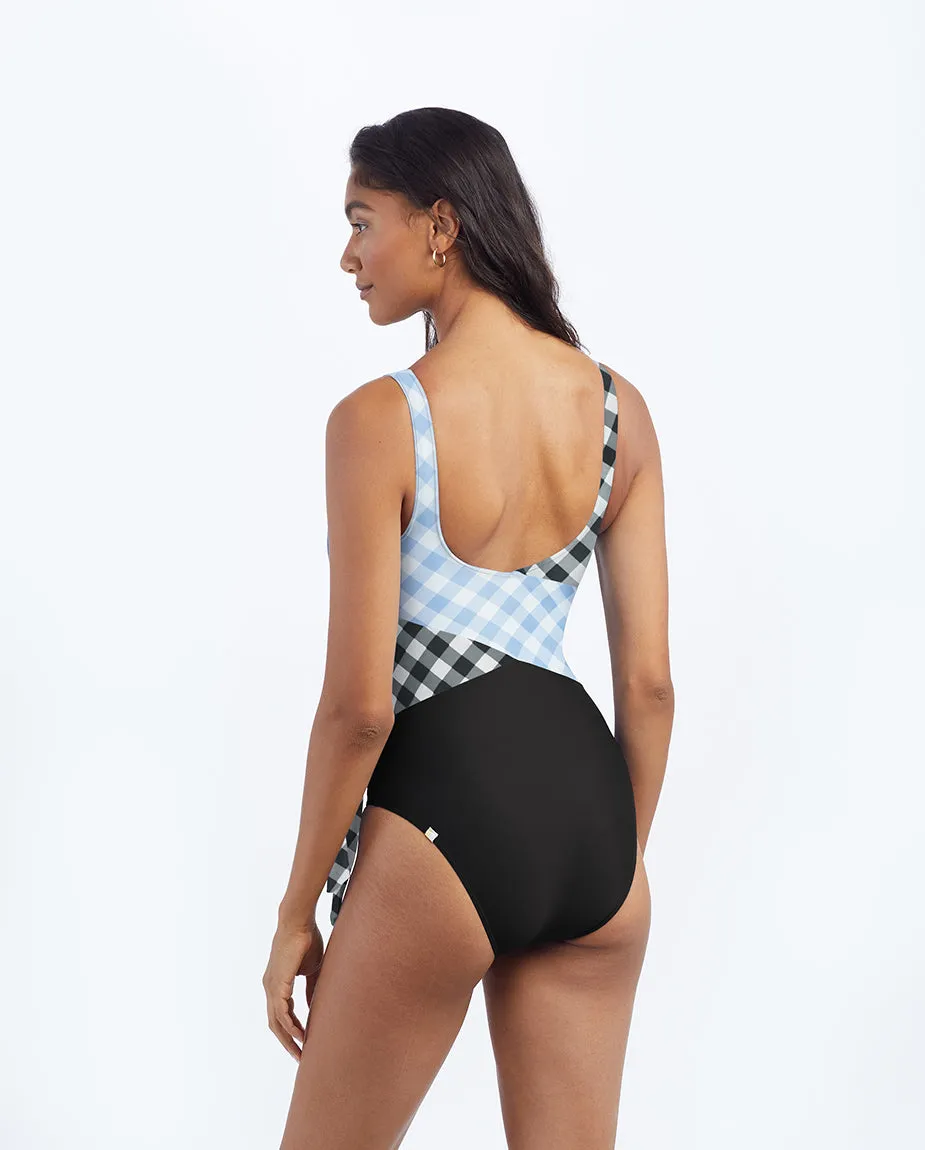 The Perfect Wrap One-Piece - Gingham in Sea Urchin & Cloud sold by Summersalt product image thumbnail 2