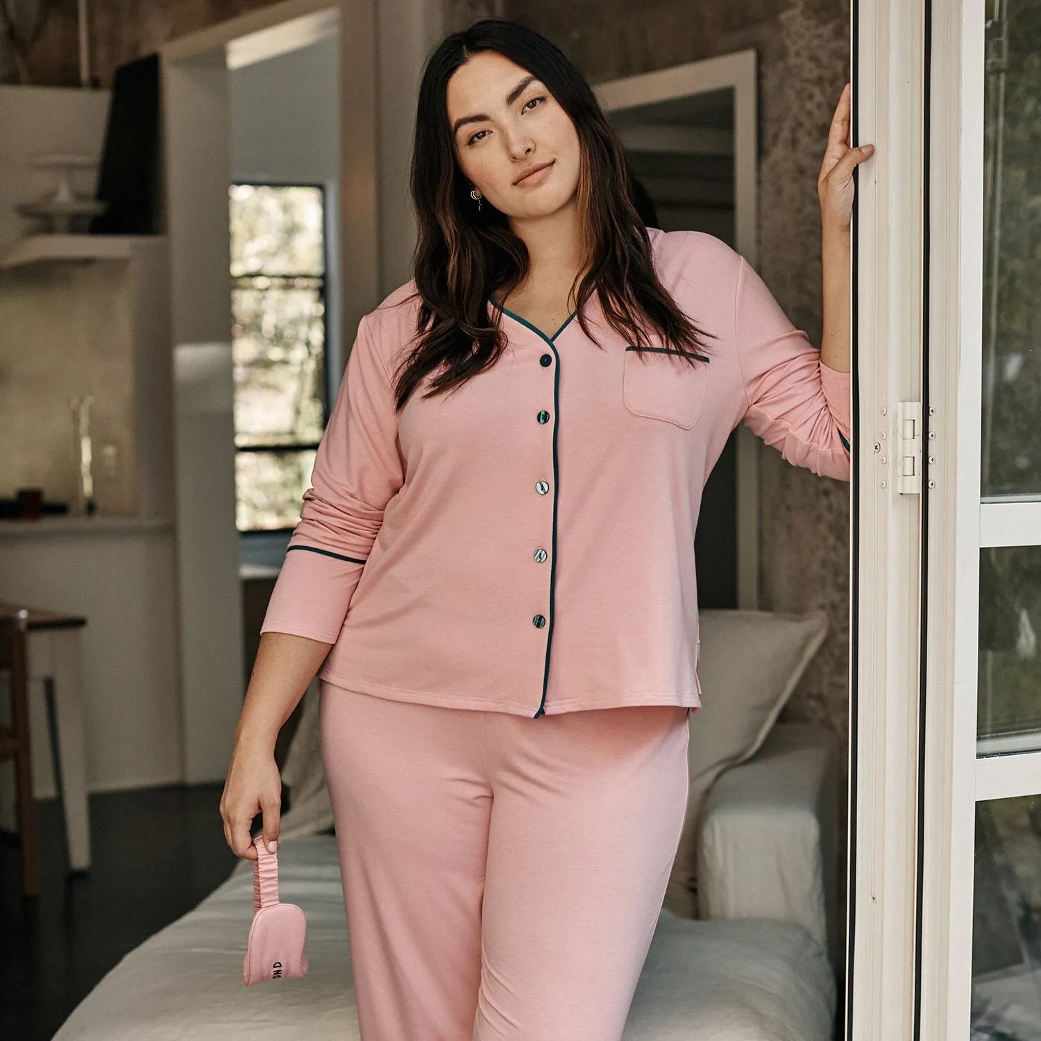 The Cloud 9 Pajama Set - Pink Sky & Venetian sold by Summersalt