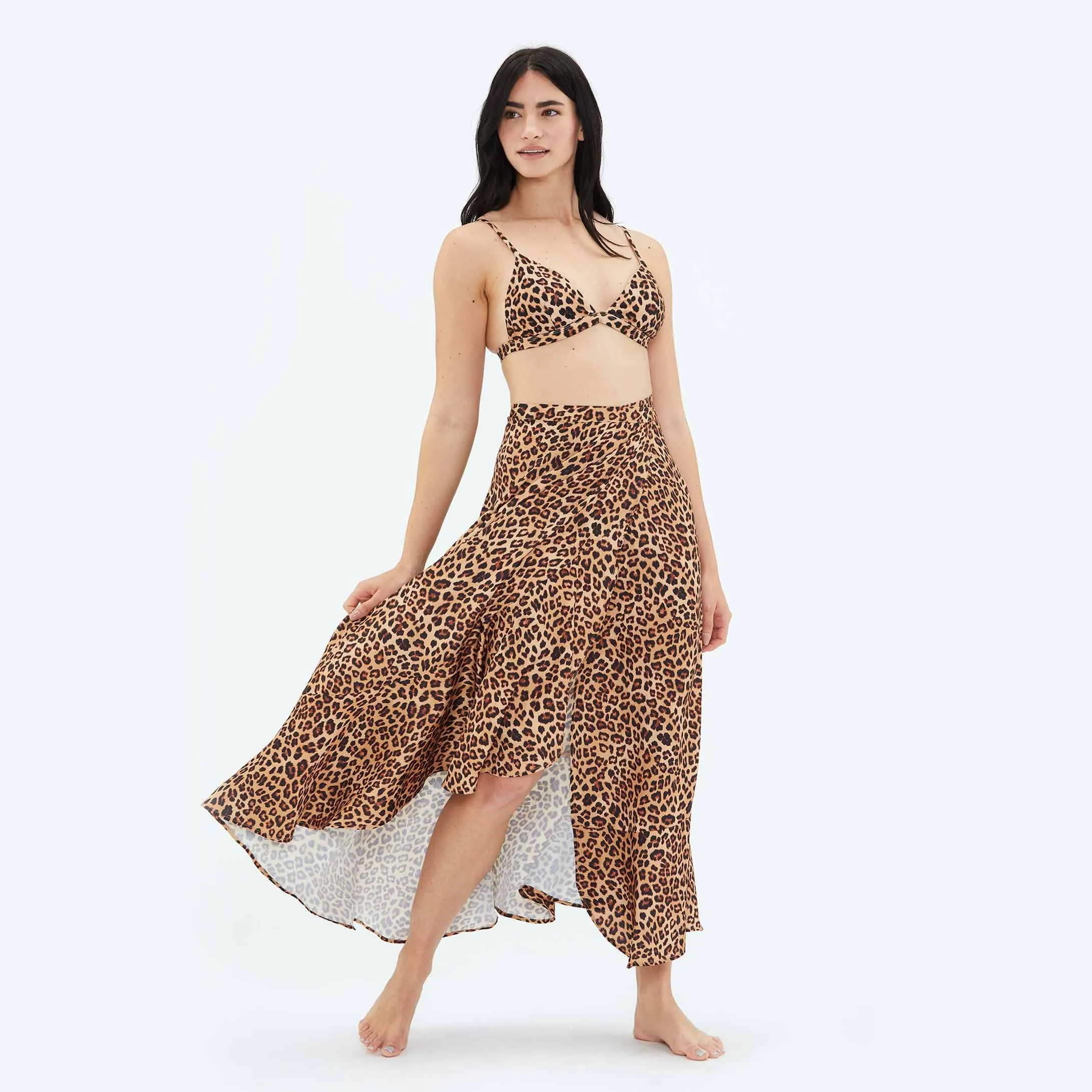 The Beach to Brunch Wrap Skirt - Leopard sold by Summersalt