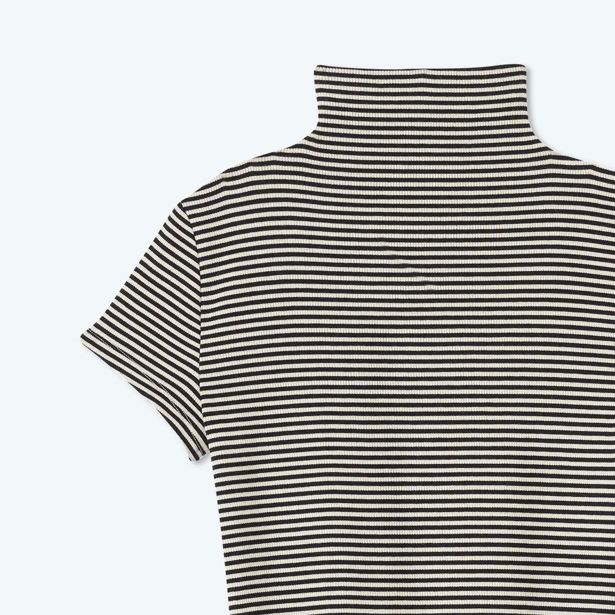 The Softest Ribbed Mock Neck T-Shirt - Sea Urchin & Oatmeal Stripe sold by Summersalt product image thumbnail 2