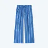 The Effortless Crop Wide Leg Pant - French Stripe in Indigo sold by Summersalt