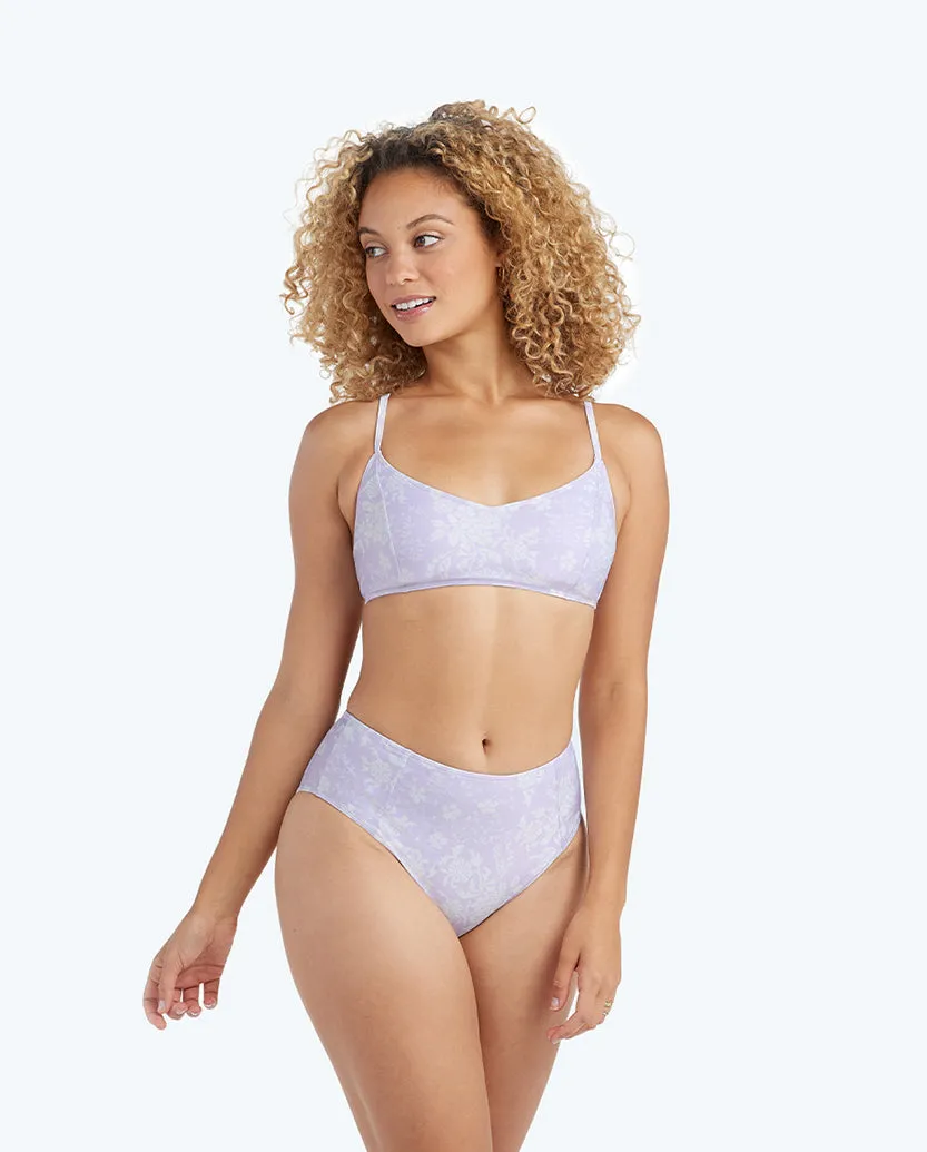 The Seamed High Leg High Rise Bottom - Vintage Floral in Lavender sold by Summersalt product image thumbnail 4