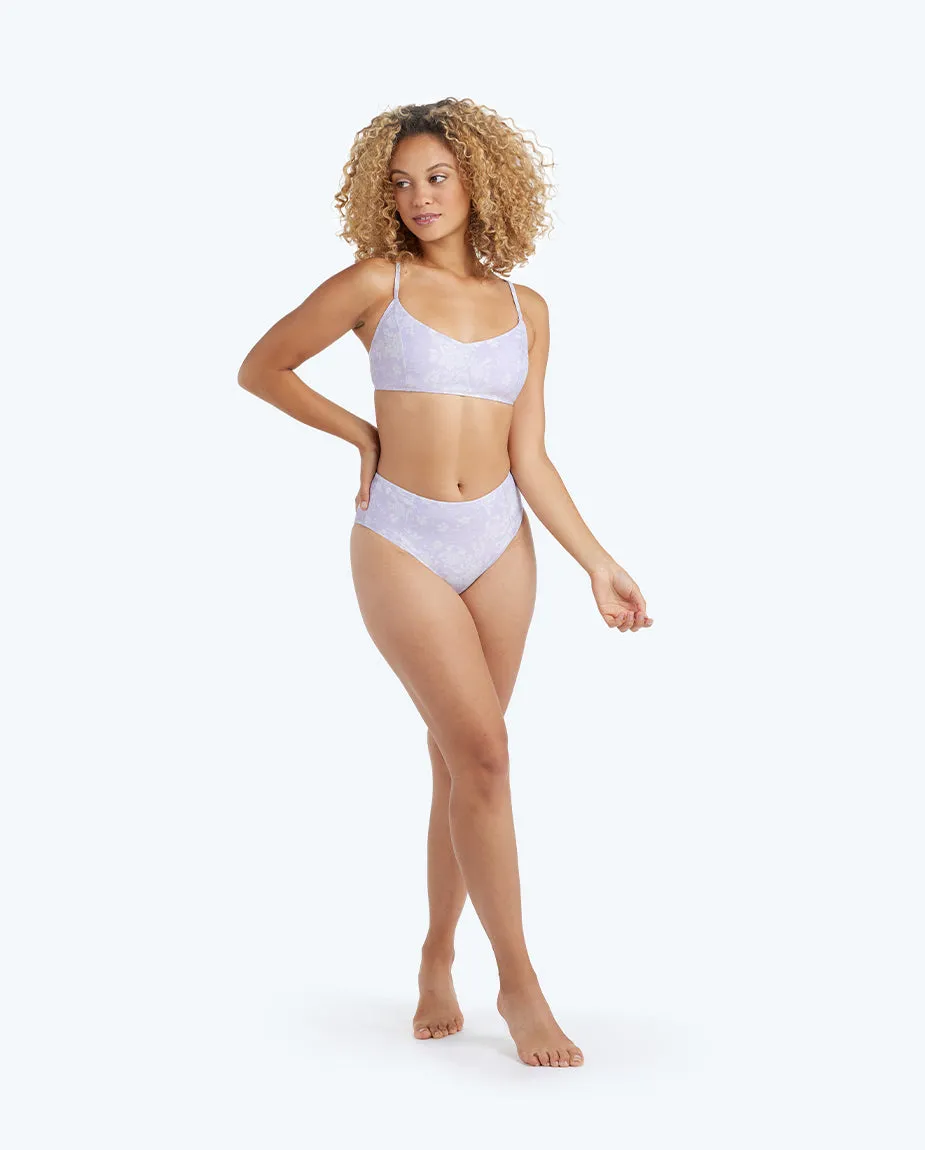 The Seamed High Leg High Rise Bottom - Vintage Floral in Lavender sold by Summersalt product image thumbnail 5