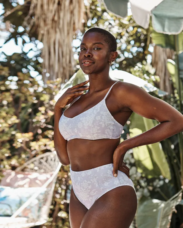 The Wanderlust Bikini Top - Vintage Floral in Lavender sold by Summersalt