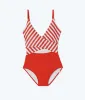 The Sea Breeze Cutout One-Piece - Mixed Stripe in Grapefruit & White Sand sold by Summersalt