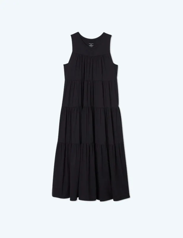 The Luxe Pima Tiered Dress - Sea Urchin sold by Summersalt