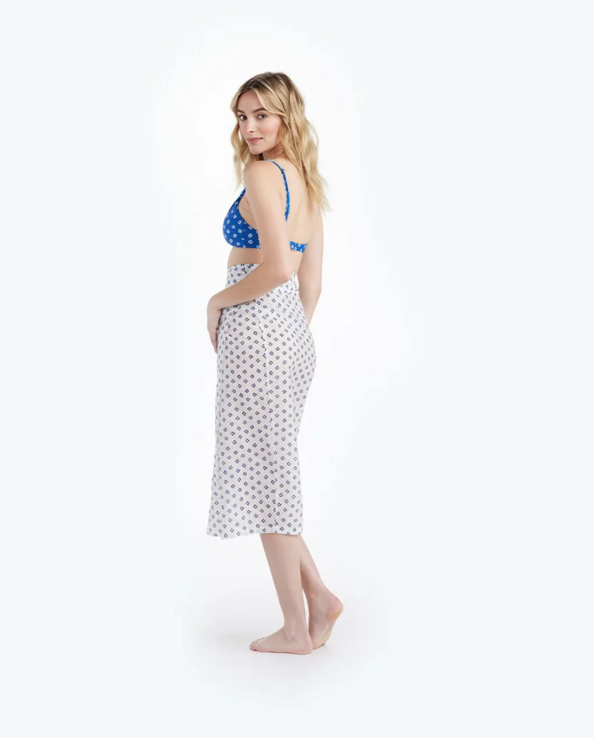 The Easy Breezy Sarong - Block Print in White Sand & Indigo sold by Summersalt product image thumbnail 3