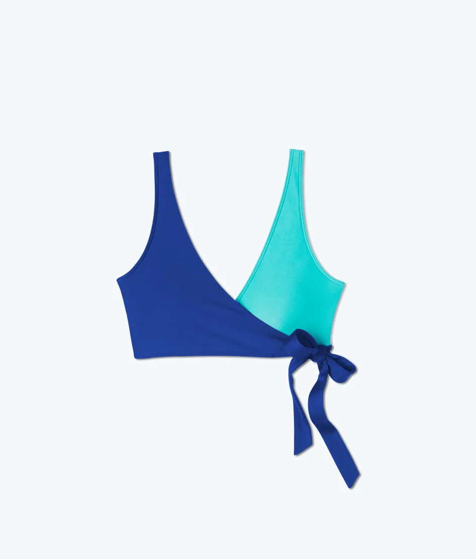 The Perfect Wrap Bikini Top - Aqua & Lapis sold by Summersalt