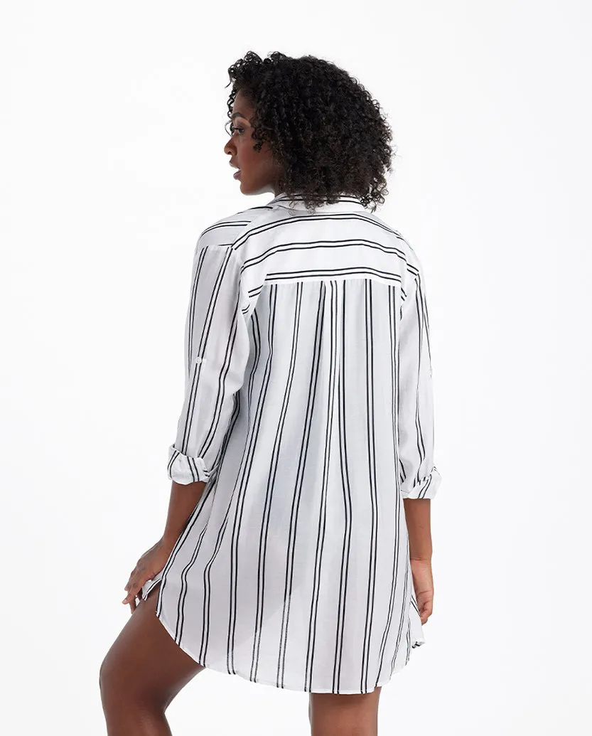 The All Buttoned Up Cover-Up - French Stripe in White Sand sold by Summersalt product image thumbnail 2