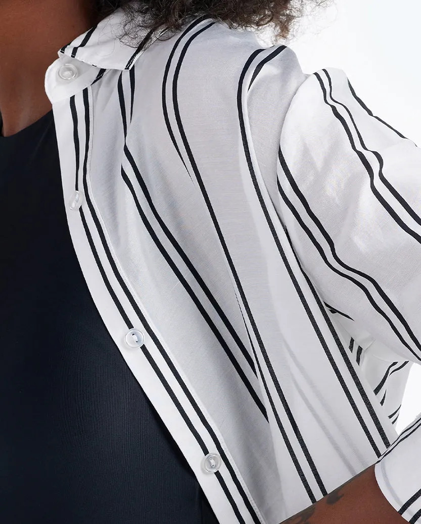 The All Buttoned Up Cover-Up - French Stripe in White Sand sold by Summersalt product image thumbnail 4