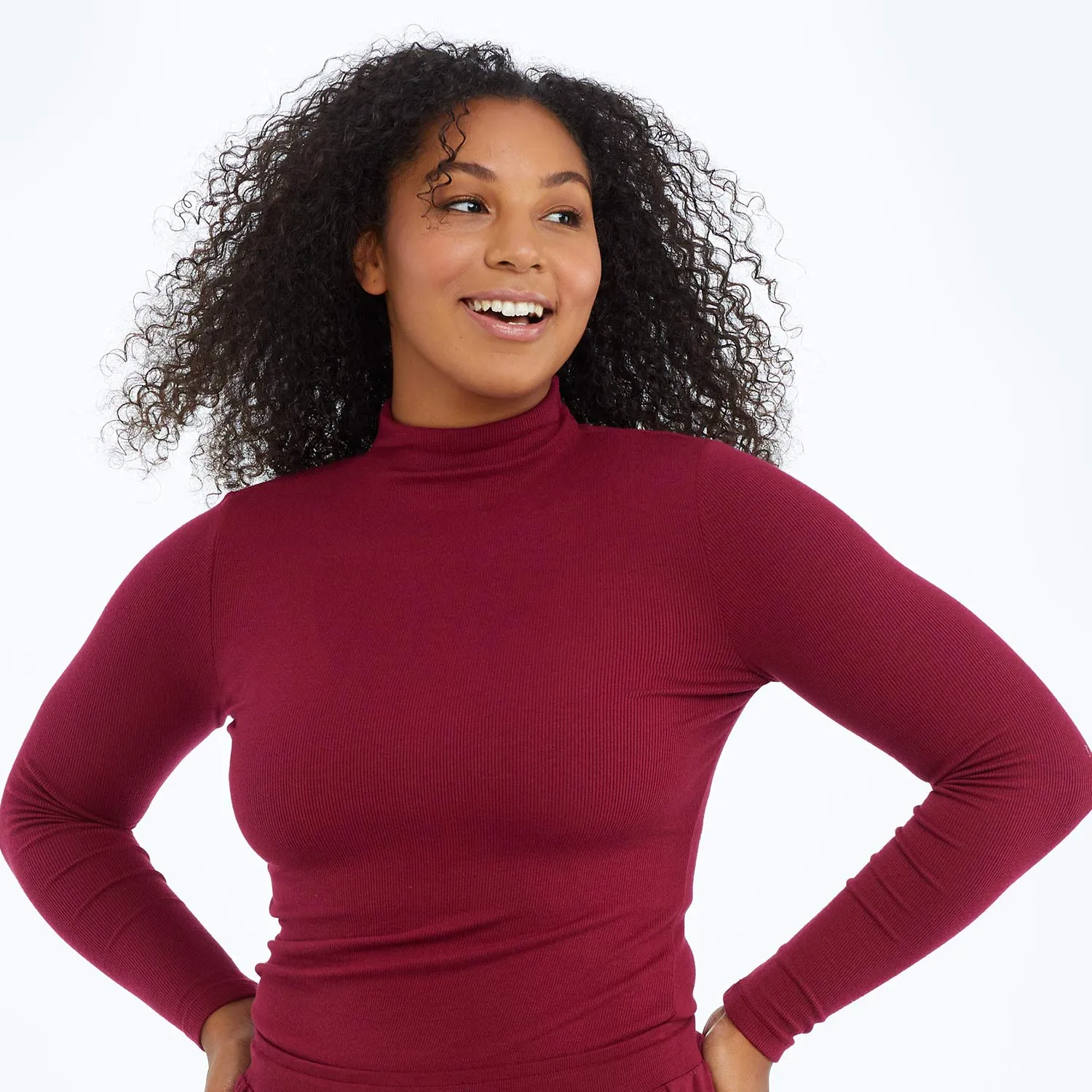 The Softest Ribbed Long Sleeve Mock Neck - Pinot sold by Summersalt product image thumbnail 4