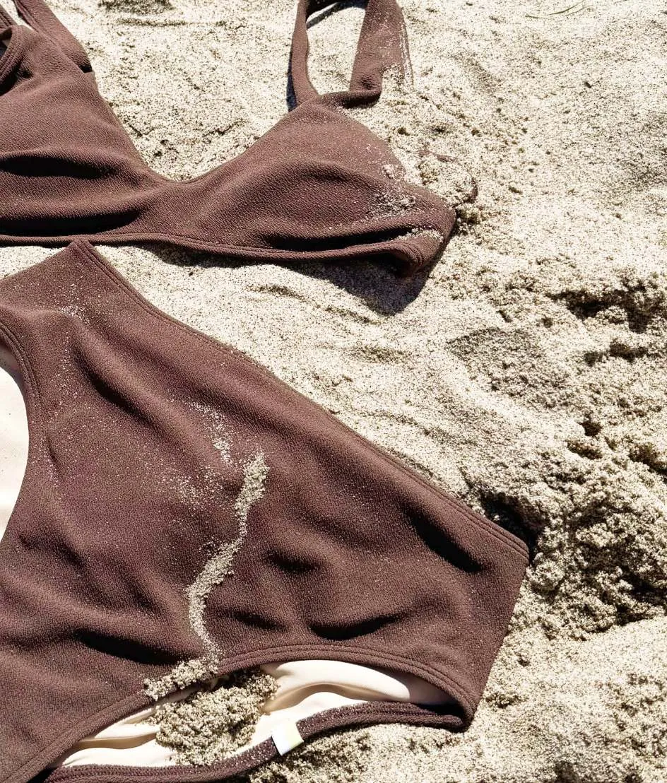 The LuxeCrinkle Tide Bikini Top - Mocha sold by Summersalt product image thumbnail 4