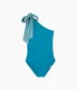 The Bow-Shoulder Ruched Sidestroke - Bluestone & Mist sold by Summersalt