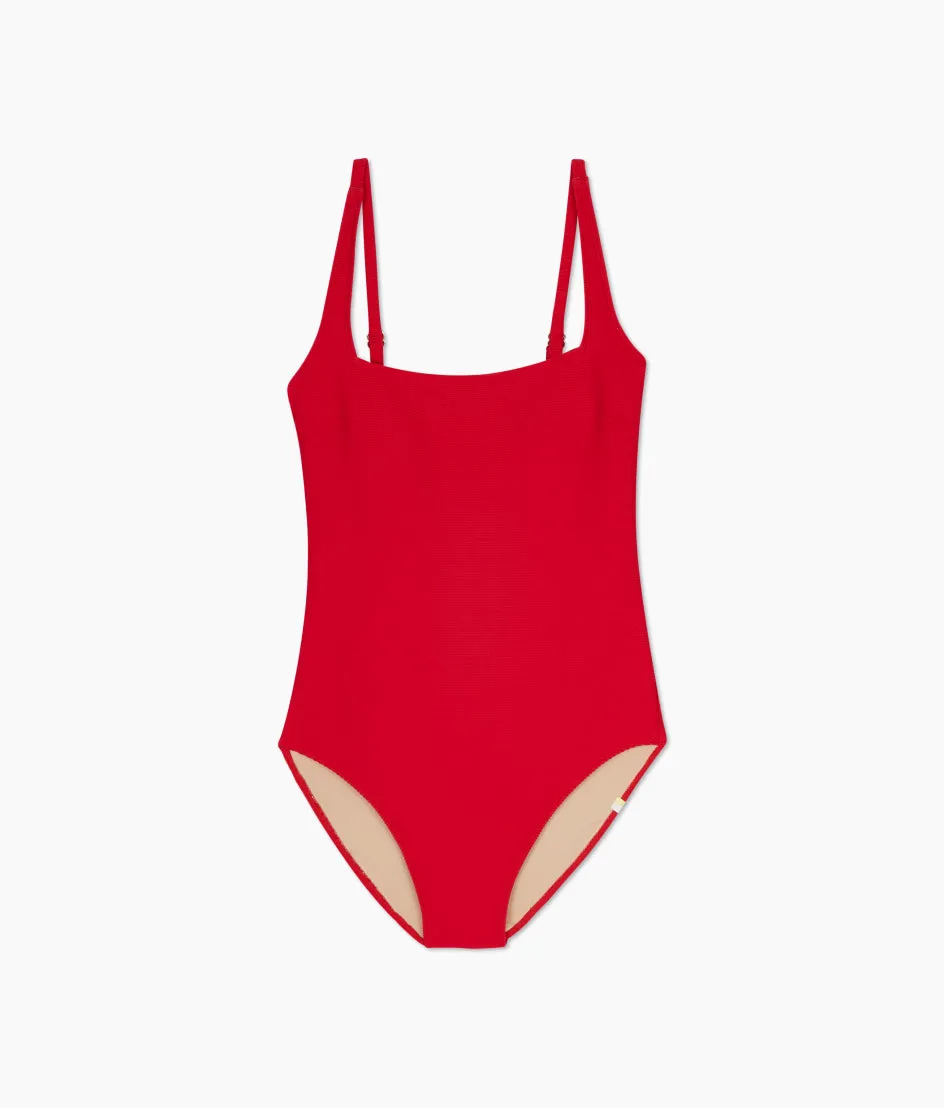 The RippleRib Square Neck One-Piece - Lava sold by Summersalt