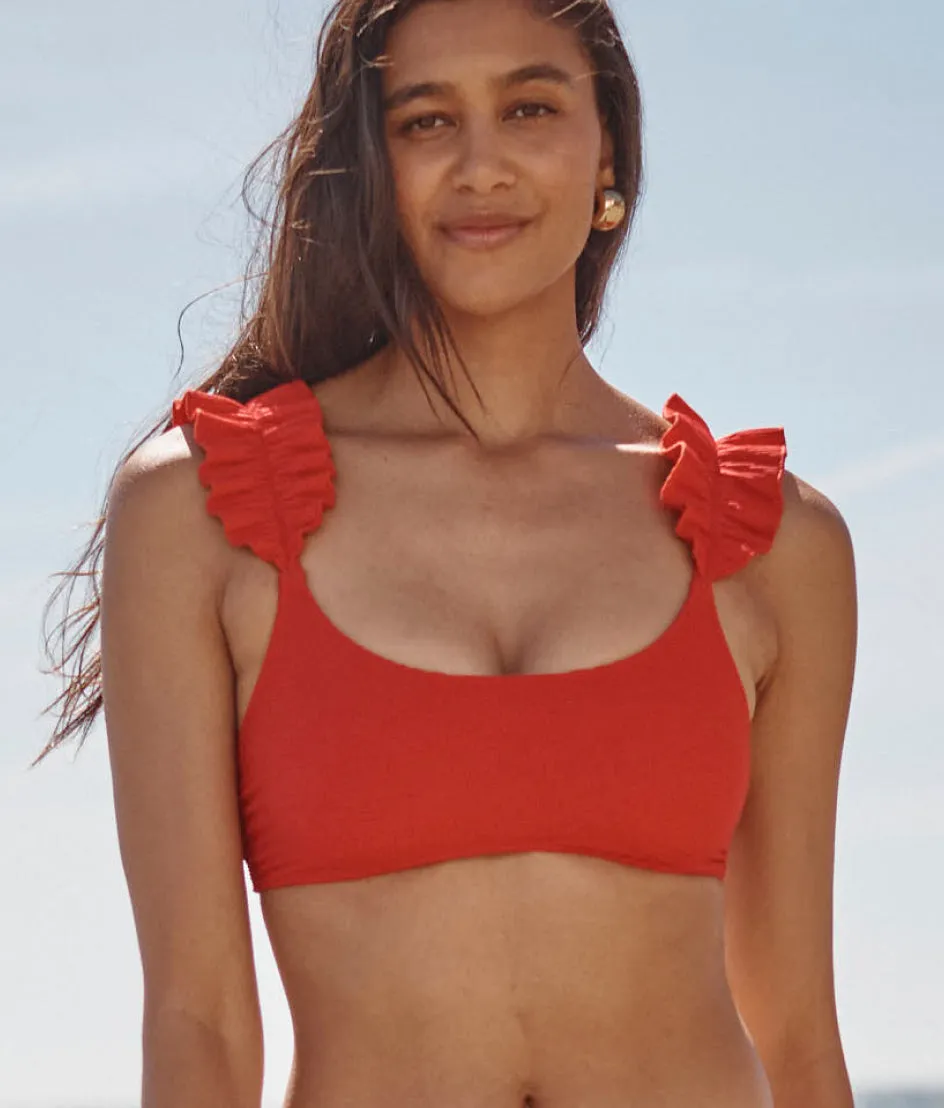 The RippleRib Ruffle Bikini Top - Lava sold by Summersalt product image thumbnail 3