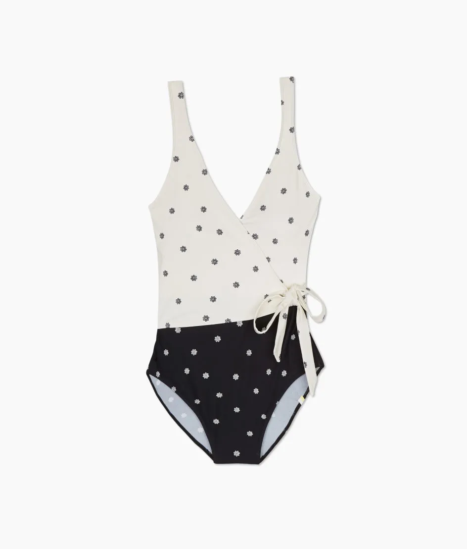 The Perfect Wrap One-Piece - Microfloral in Sea Urchin & White Sand sold by Summersalt product image thumbnail 4
