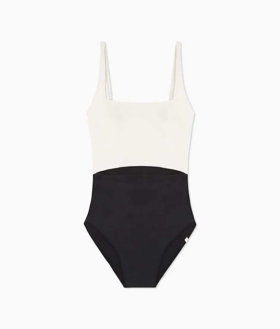 The Canal Cutout One-Piece - Sea Urchin & White Sand sold by Summersalt