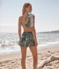 The Wrap Swim Skort - Bower in Seaglass & Watermelon sold by Summersalt