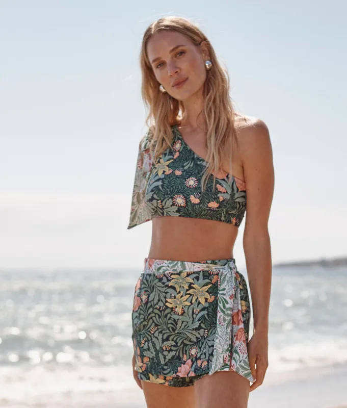 The Wrap Swim Skort - Bower in Seaglass & Watermelon sold by Summersalt