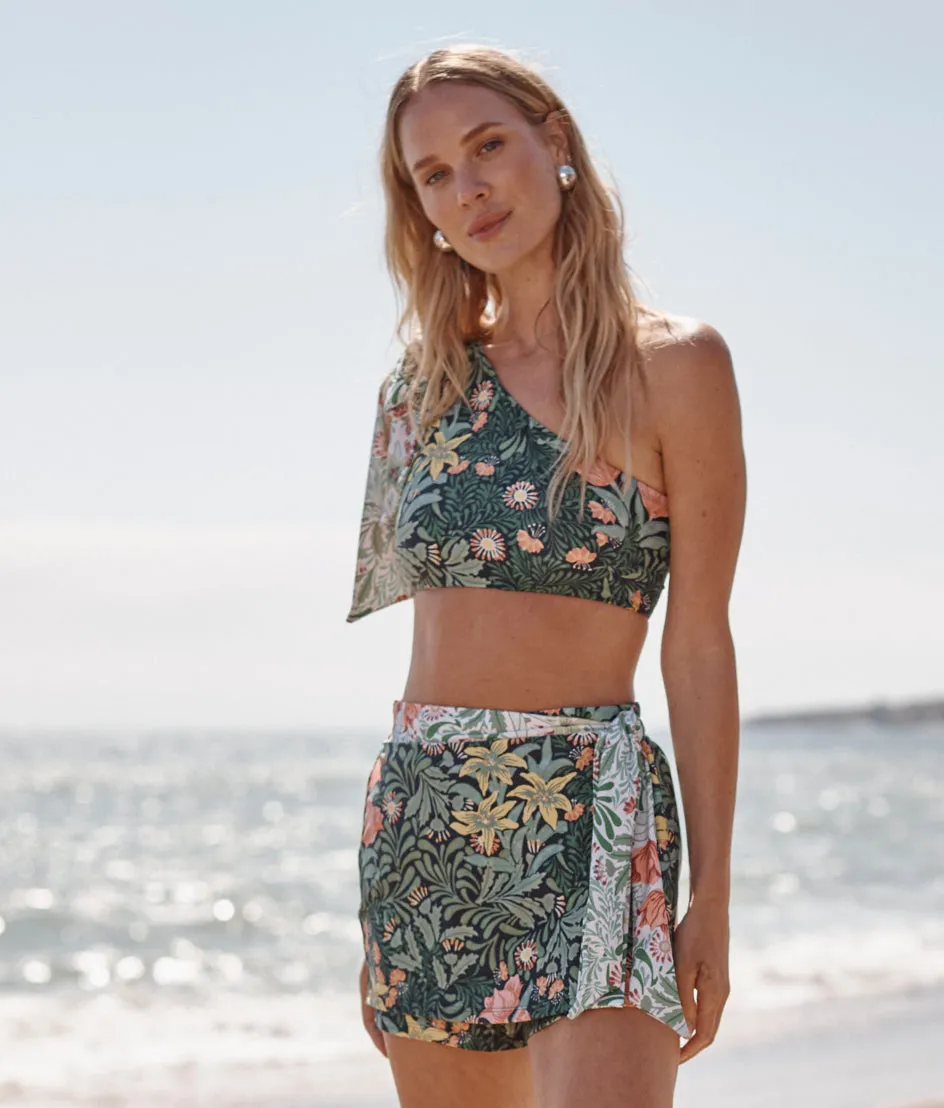 The Wrap Swim Skort - Bower in Seaglass & Watermelon sold by Summersalt