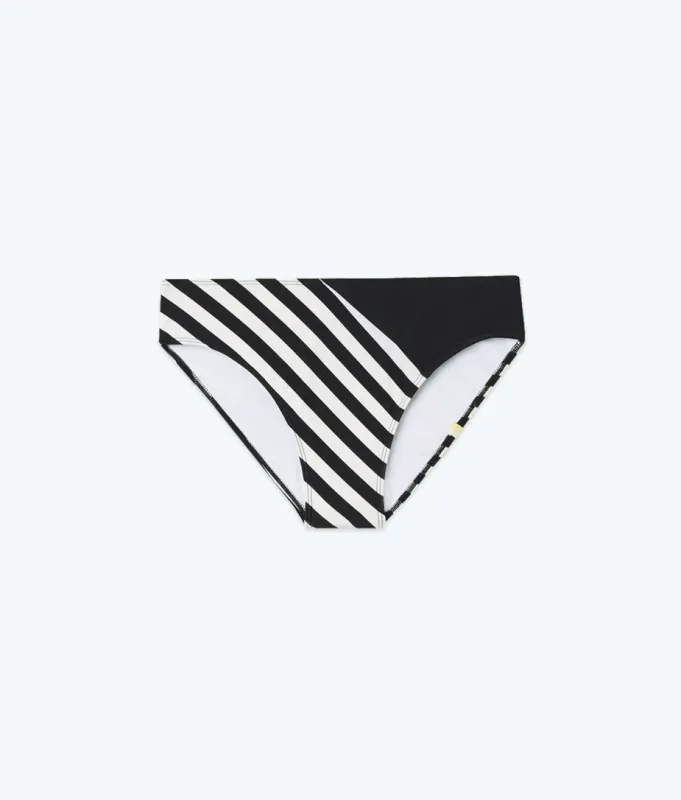 The Diagonal Mid Rise Bottom - Mixed Stripe in Sea Urchin & White Sand sold by Summersalt