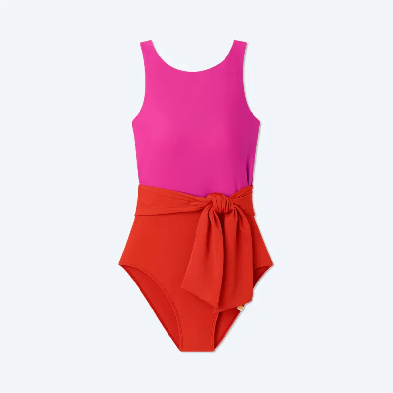 The Tie Belted Cove - Lava & Hibiscus sold by Summersalt