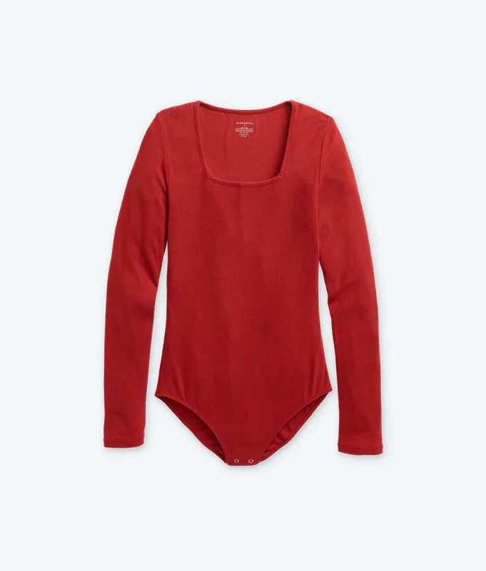 The Extra Soft Square Neck Day to Night Bodysuit - Lava sold by Summersalt