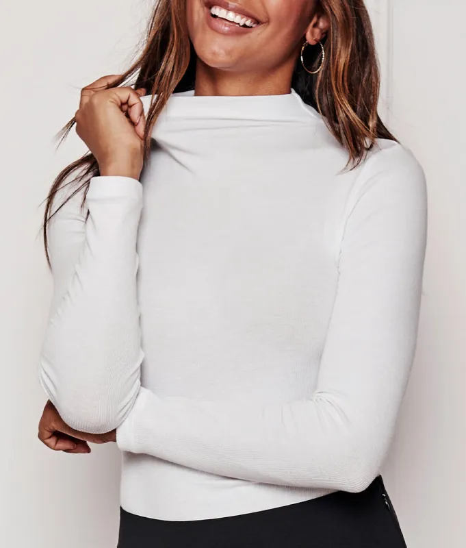 The Extra Soft Long Sleeve Day to Night Bodysuit - White Sand sold by Summersalt