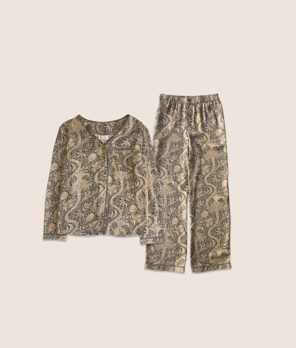 The Silky Luxe Pajama Set - Indian Beaded in Charcoal & Nickel sold by Summersalt product image thumbnail 5