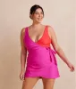 The Ruched Swim Skirt - Hibiscus sold by Summersalt