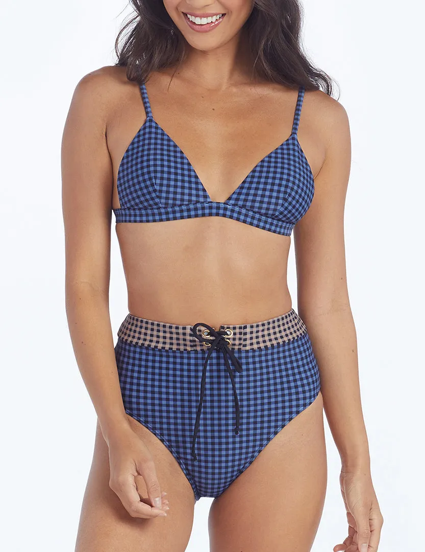 The Triangle Bikini Top - Gingham in Blue Mountain & Toffee sold by Summersalt product image thumbnail 4